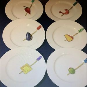 Crate&Barrel App Plate, Set of 6, "Tidbits" NEW!